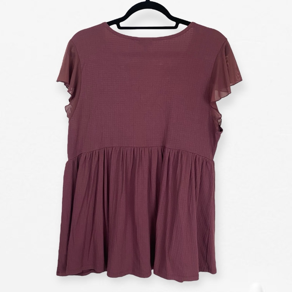Torrid Dusty Rose Embroidered v-neck peplum empire waist Blouse Top 1 plus size - Picture 6 of 8